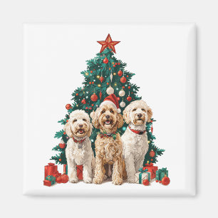 Christmas Goldendoodle Dogs Magnet