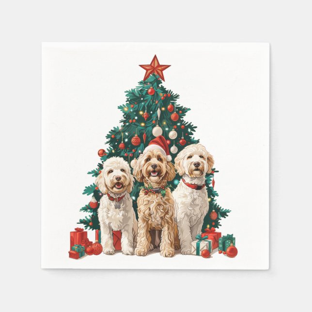 Christmas Goldendoodle Dogs Napkin (Front)