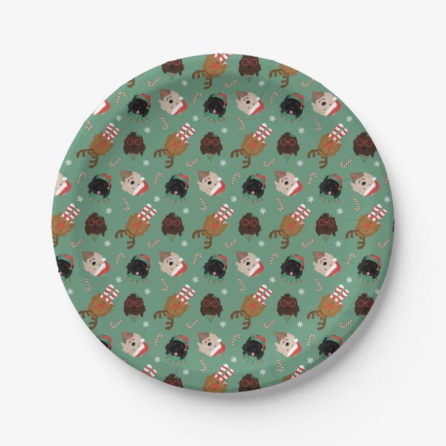 Christmas Goldendoodle Dogs Paper Plate (Front)