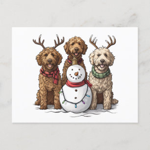 Christmas Goldendoodle Dogs Postcard