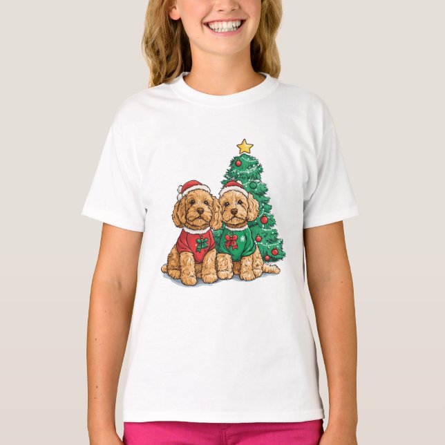Christmas Goldendoodle Dogs T-Shirt (Front)