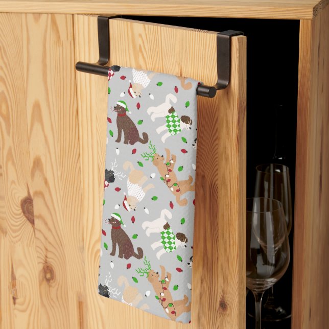 Christmas Goldendoodle Labradoodle Kitchen Towel (Thirds Fold)