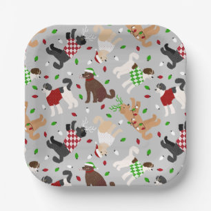 Christmas Goldendoodle Labradoodle Paper Plates