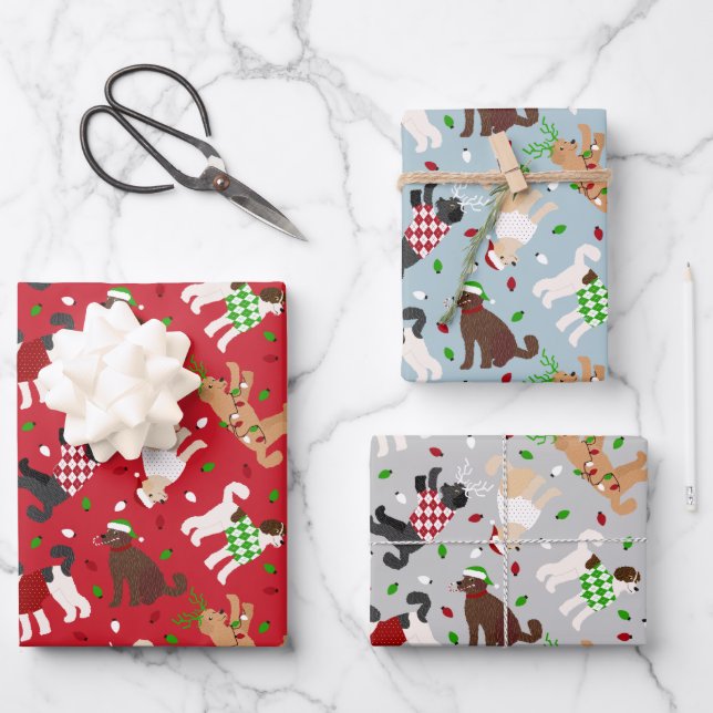 Christmas Goldendoodle Labradoodle Wrapping Paper Sheet (Front)