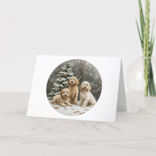 Christmas Goldendoodle Puppy Dogs Holiday Card