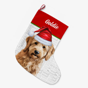 Christmas Goldendoodle with Dog's Name Large Christmas Stocking