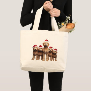 Christmas Goldendoodle, Xmas Labradoodle Crew Large Tote Bag