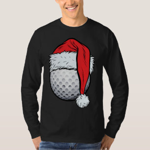 Christmas Golf Ball Santa Hat Funny Sport Xmas T-Shirt