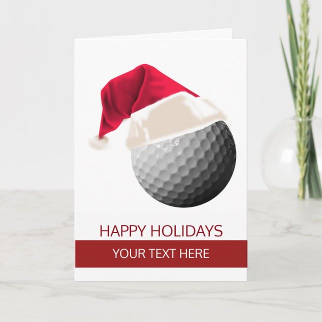 Christmas golf Ball Santa Hat Greeting Cards (Front)