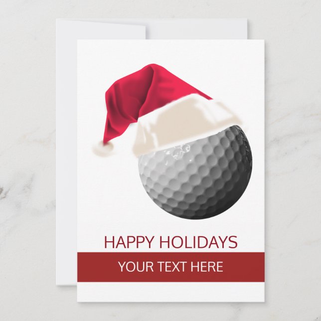Christmas golf Ball Santa Hat Greeting Cards (Front)