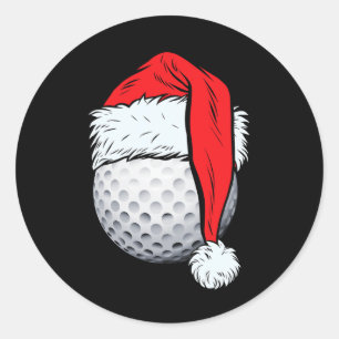 Christmas Golf Ball Santa Hat Xmas Golfing Boys Me Classic Round Sticker