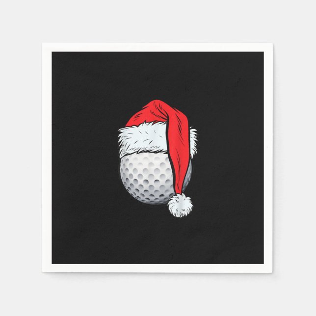 Christmas Golf Ball Santa T Hat Funny Sport Xmas Napkin (Front)