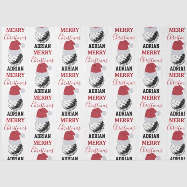 Christmas Golf Ball Sports Custom Name Tissue Paper (Front)