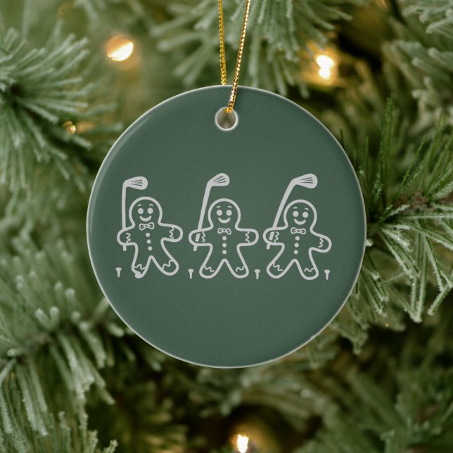 Christmas Golf Gingerbread Man Golfing  Ceramic Tree Decoration (Tree)
