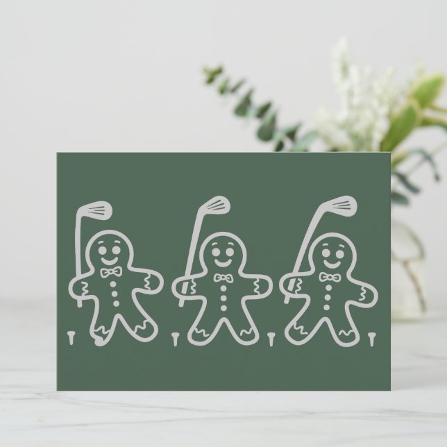 Christmas Golf Gingerbread Man Golfing  Holiday Card (Standing Front)
