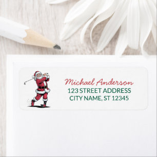 Christmas Golf Golfer santa claus Return Address  