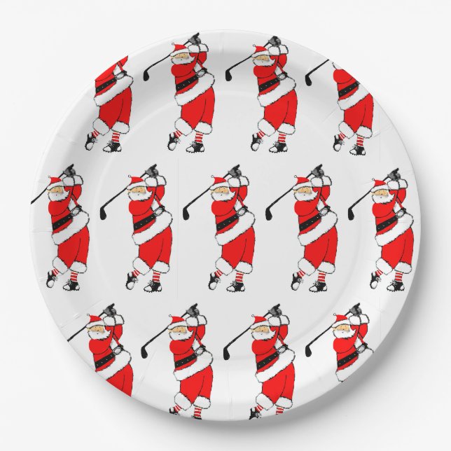 Christmas Golf Holiday Party Paper Plate (Front)