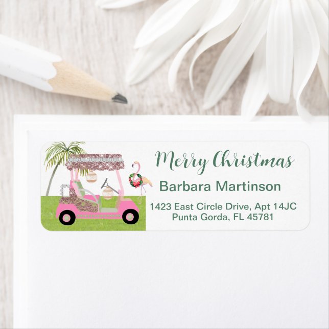 Christmas Golf Lady Theme Return Address  (Insitu)