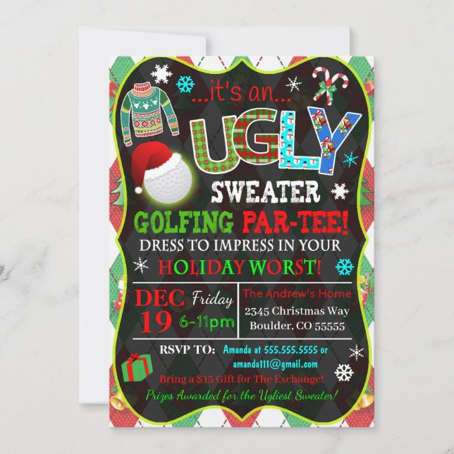 Christmas Golf Party Invitation (Front)