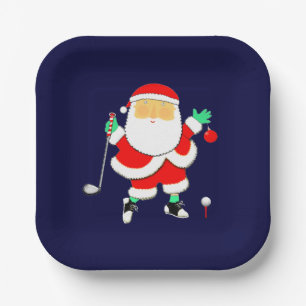 Christmas Golf Party Paper Plate