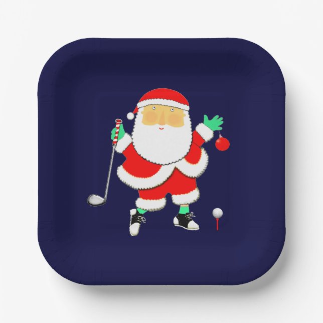 Christmas Golf Party Paper Plate (Front)