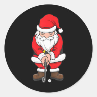 Christmas Golf Santa Claus Swing Funny Golf Classic Round Sticker