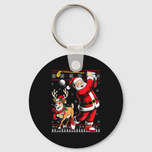 Christmas Golf Santa Golfer Christmas Pajama Reind Key Ring