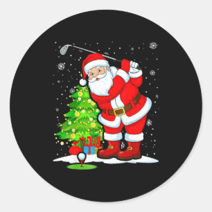 Christmas Golf Santa Golfer Xmas Funny Christmas G Classic Round Sticker