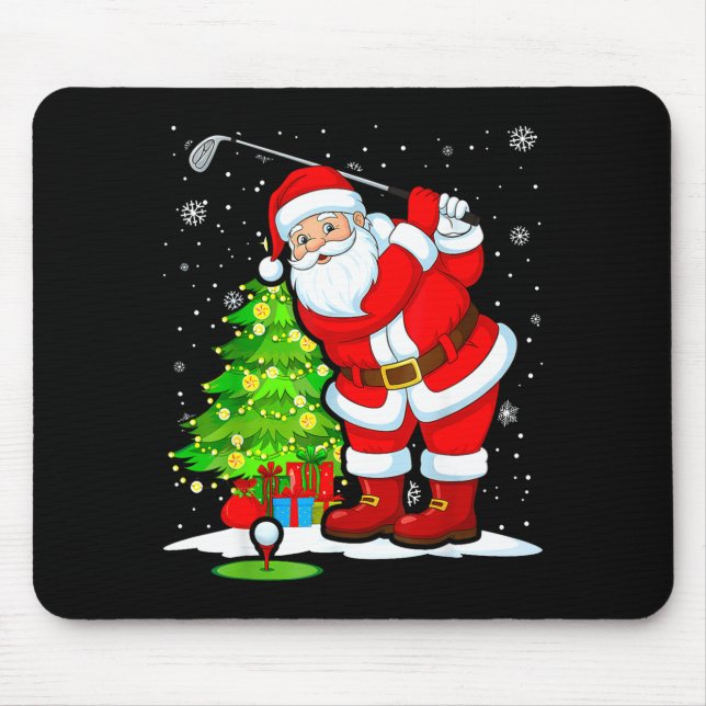 Christmas Golf Santa Golfer Xmas Funny Christmas G Mouse Pad (Front)