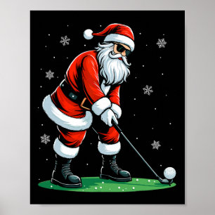 Christmas Golf Santa Golfer Xmas Funny Christmas G Poster