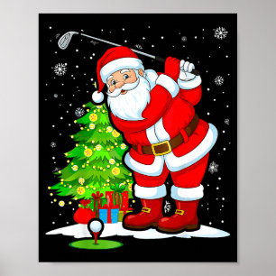 Christmas Golf Santa Golfer Xmas Funny Christmas G Poster