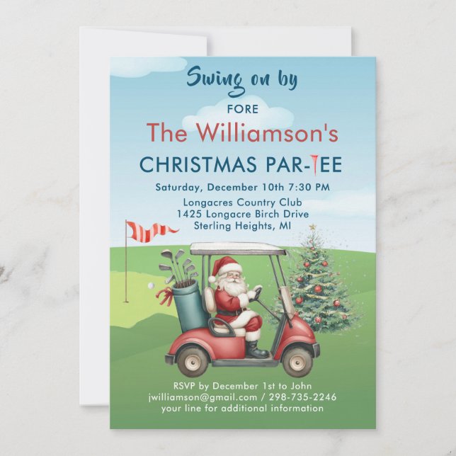 Christmas Golf Theme Holiday Party Par-Tee Invitation (Front)