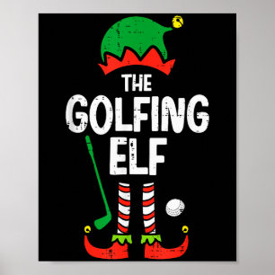 Christmas Golfing Elf Xmas Golf Family Match Golfe Poster