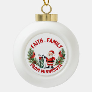 Christmas Golfing in Minnesota Holiday Ceramic Ball Christmas Ornament