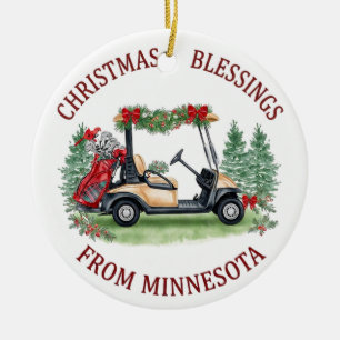 Christmas Golfing in Minnesota Holiday  Ceramic Tree Decoration