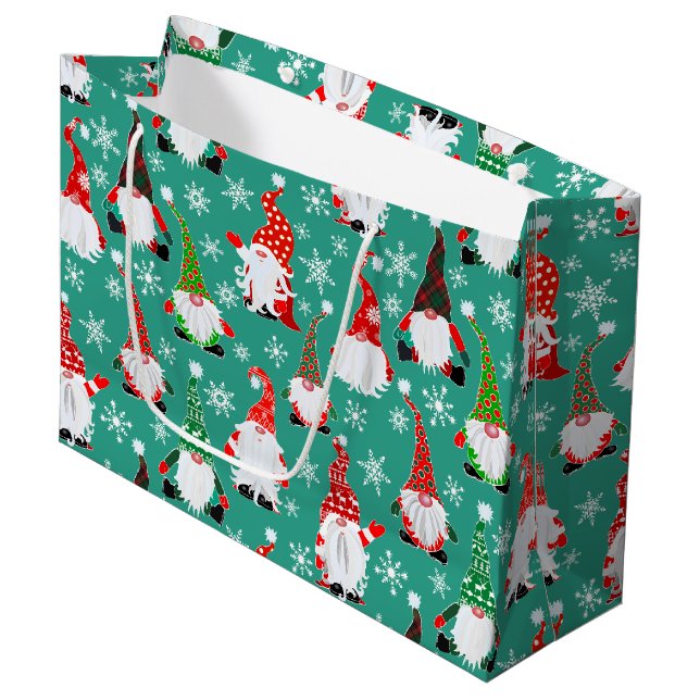 Christmas Gonk Patterned Large Gift Bag (Front Angled)