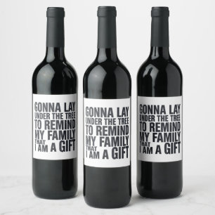 Christmas Gonna Lay Under The Tree Xmas Family  Wine Label