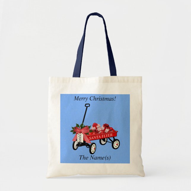 Christmas Goodie Bag Toy Wagon Tote Bags (Front)