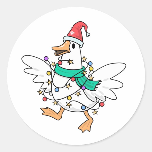 Christmas Goose Classic Round Sticker (Front)