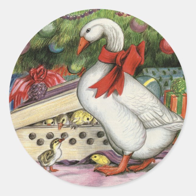 Christmas Goose Classic Round Sticker (Front)
