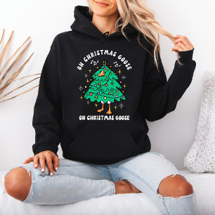 Christmas Goose Dressed as Christmas Tree Hoodie