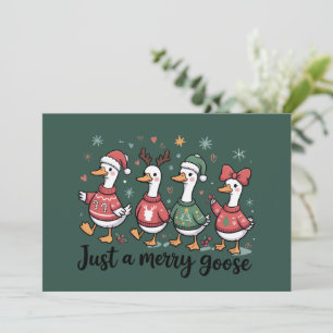 Christmas Goose Funny Just A Merry Goose Xmas Holiday Card