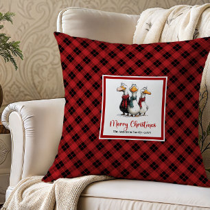 Christmas Goose Humour Playful Throw Pillow Art