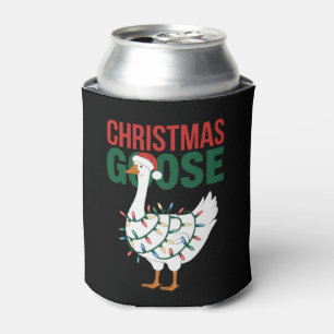 Christmas Goose Lights Cute Holiday  Can Cooler
