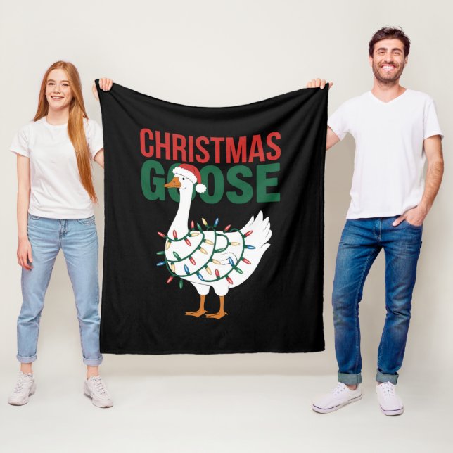 Christmas Goose Lights Cute Holiday  Fleece Blanket (In Situ)