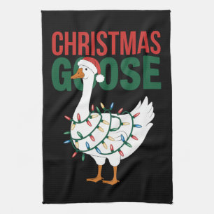 Christmas Goose Lights Cute Holiday  Tea Towel