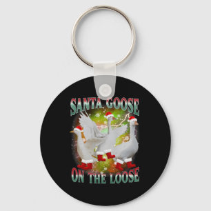 Christmas Goose On The Loose Santa Silly Goose Ani Key Ring