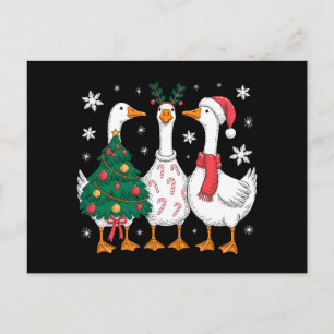 Christmas Goose Santa Hat Candy Cane Tree Xmas Holiday Postcard