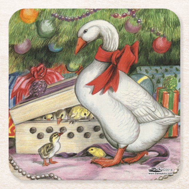 Christmas Goose Square Paper Coaster (Front)