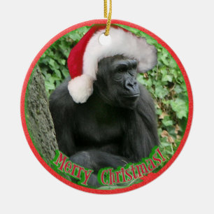 Christmas Gorilla Ceramic Tree Decoration